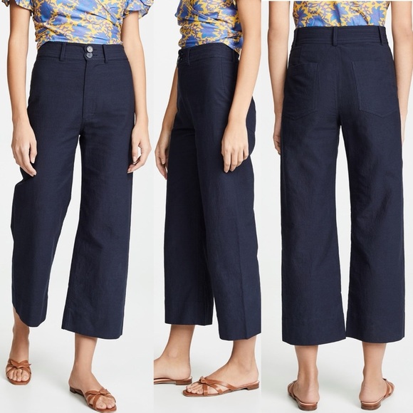 APIECE APART Classic Merida High Waist Wide Leg Pant Navy Business Casual Size 8 - Picture 2 of 15